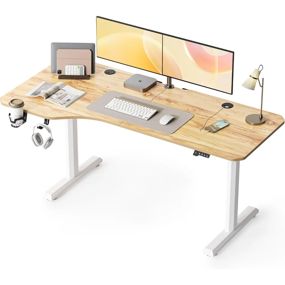 

Height Adjustable Electric Standing Desk, 63 x 24 Inches Stand up Table, Sit Stand Home Office Desk with Splice Board