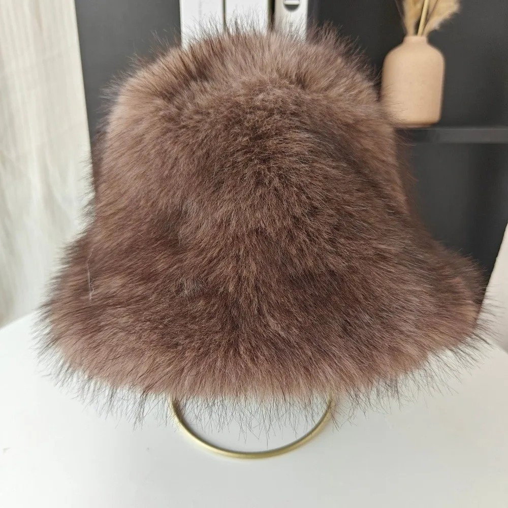 Nouveau chapeau de pêcheur chaud résistant au froid fourrure moelleuse chapeau chaud coupe-vent seau chapeau pour le cyclisme en plein air ski