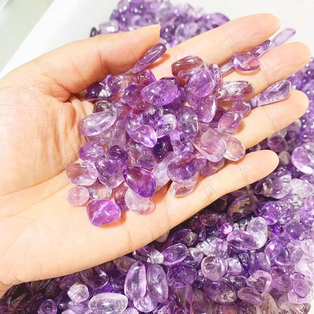 Natural Brazil Amethyst Reiki Healing Crystal Chips Gemstones Tumbled Crushed Stones Specimens DIY Fish Tank Garden Decor