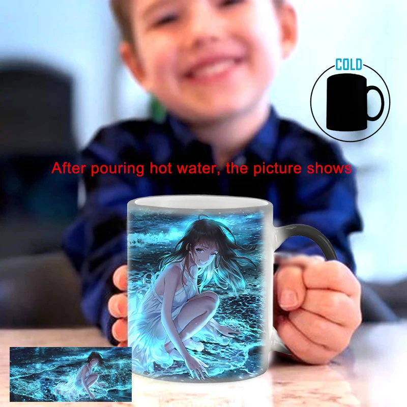 Eye-catching beautiful original blue tears anime mug cup tumblers tea enthusiasts anime lovers unique color-changing gift perfec