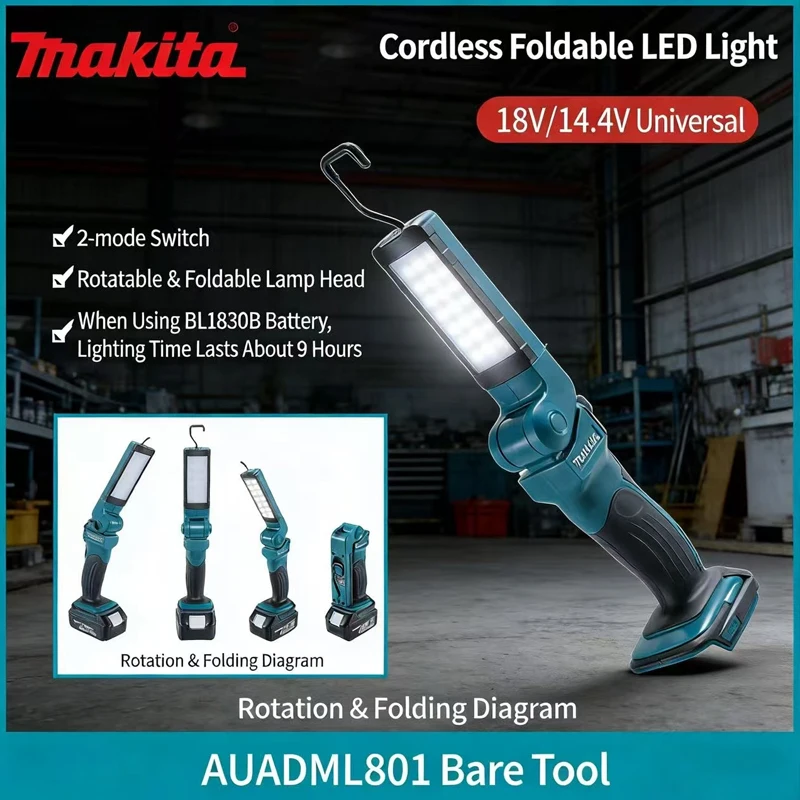 

Makita 18v Lithium Power Tools Outdoor Camping Cordless High Power Lighting Power Too DML801 LXT LED Flashlight Makita 18V 6.0Ah