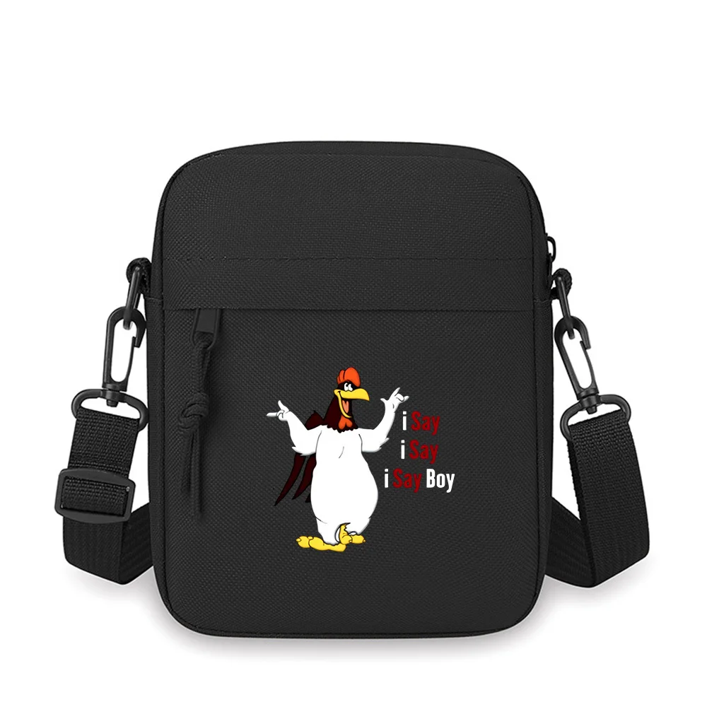 

Cartoon rooster white body red text Men Crossbody Bag Single Shoulder Women Cartoon Anime Film Printing Design Unisex