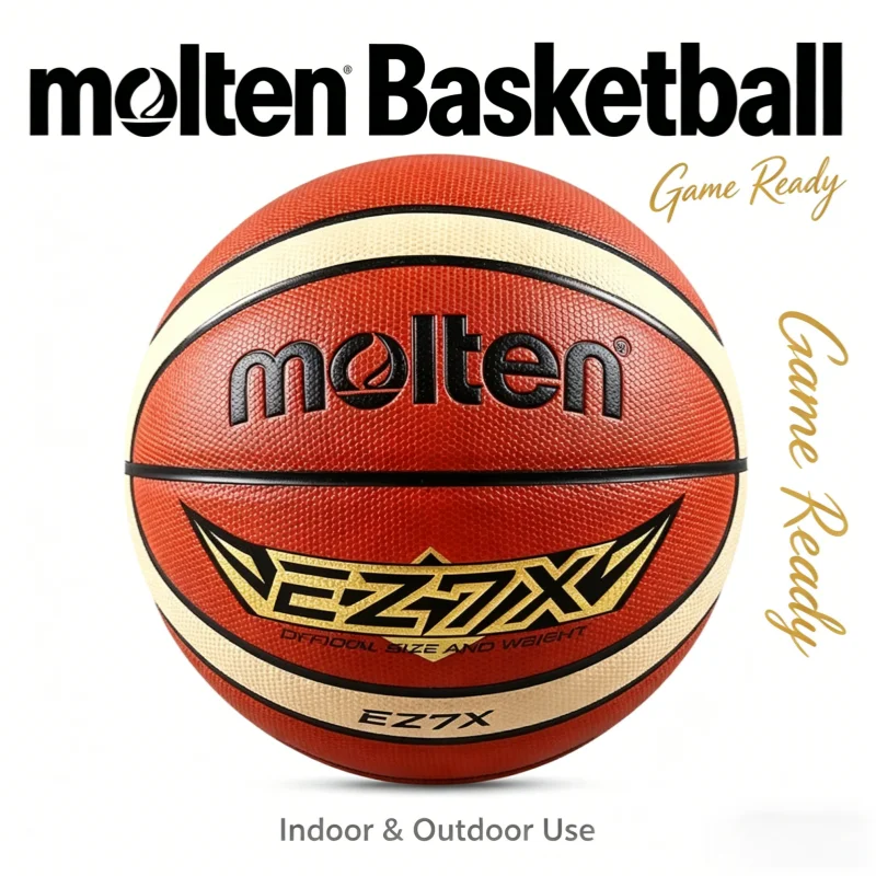 

Molten EZ7X Basketball Official Size 7/6/5 Professional Basketball Equipment Training Ball，Outdoor Wear Resistant PU Material
