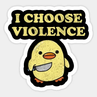 Cute Duck Choose Violence Humor  5PCS Stickers for Water Bottles Wall Print Background Cute Luggage Car Art Laptop Bumper