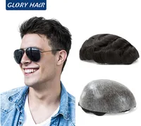 Prótesis Capilar Masculina de Cabello Humano con Base de Piel Fina Inyectada de 0.12-0.14mm, 130% de Densidad, Sistema de Prótesis Capilar para Adultos