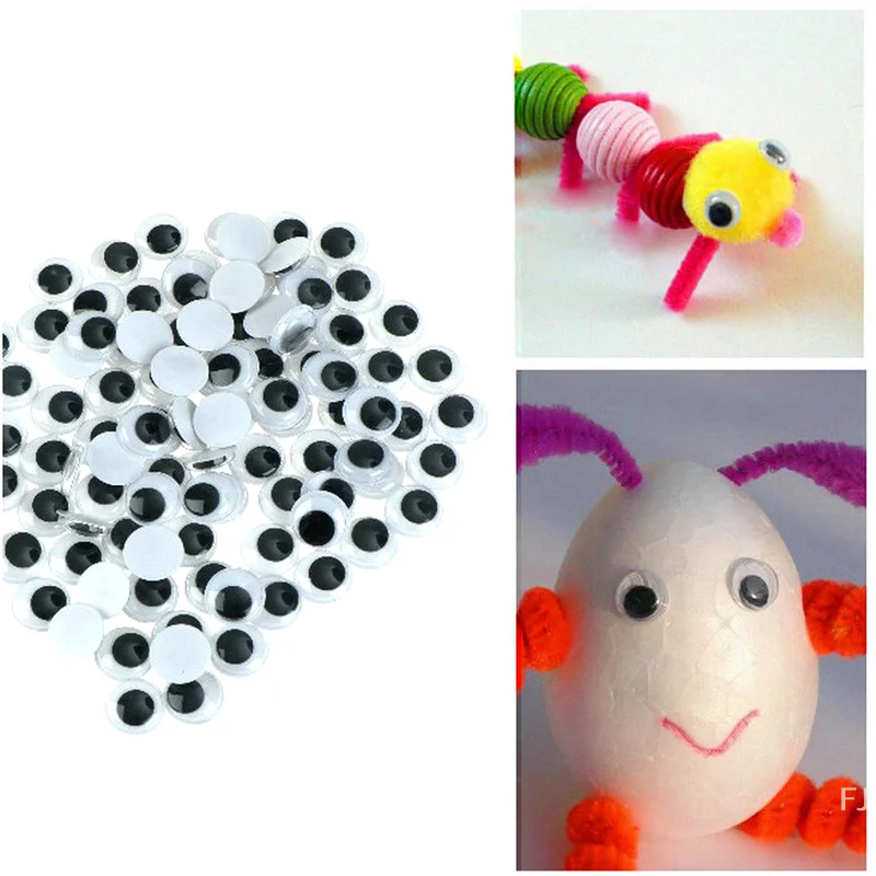 

[YU]100pcs 6-15mm Plastic Wiggle Googly Eyes Self-Adhesive for DIY Dolls Kids Crafts