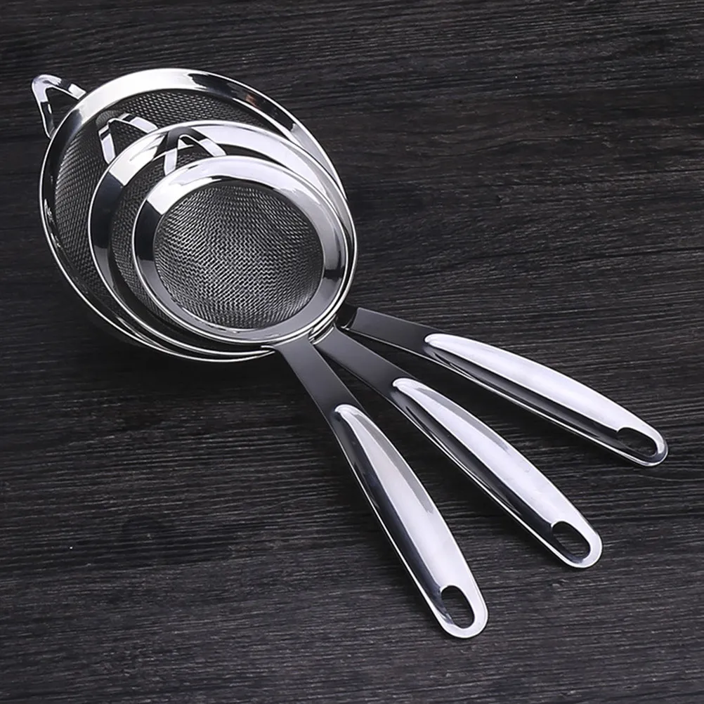 

3Pcs Stainless Steel Mesh Sieve Flour Sifter Lightweight Rust Resistant Fine Mesh Strainer for Baking Cooking Kitchen Powder