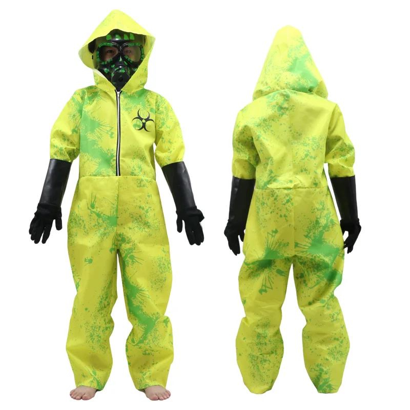 Halloween Cosplay Costume Zombie Crisis Radiation Protective Yellow Green Suit Adult Parent-Child Biohazard Work Costume