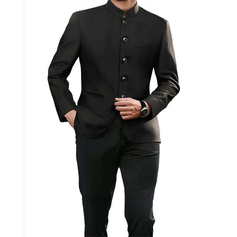 

Two-piece Set Suit Men's Chinese Style Suits Set Formal Zhongshan Blazer Jacket Dress Pants Business Banquet Wedding Occasions