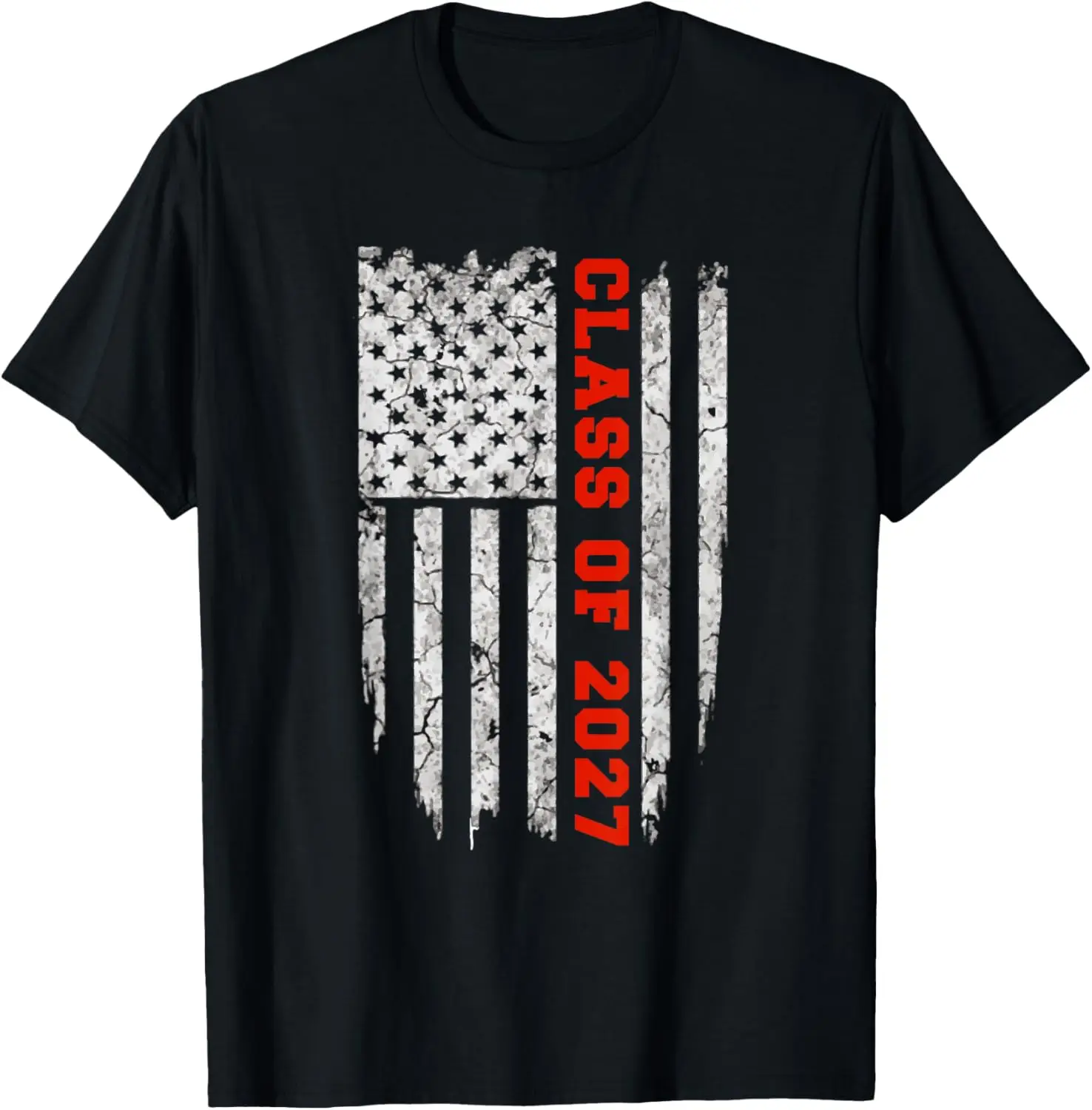 

Class of 2027 Graduation Gift Distressed American Flag T-Shirt