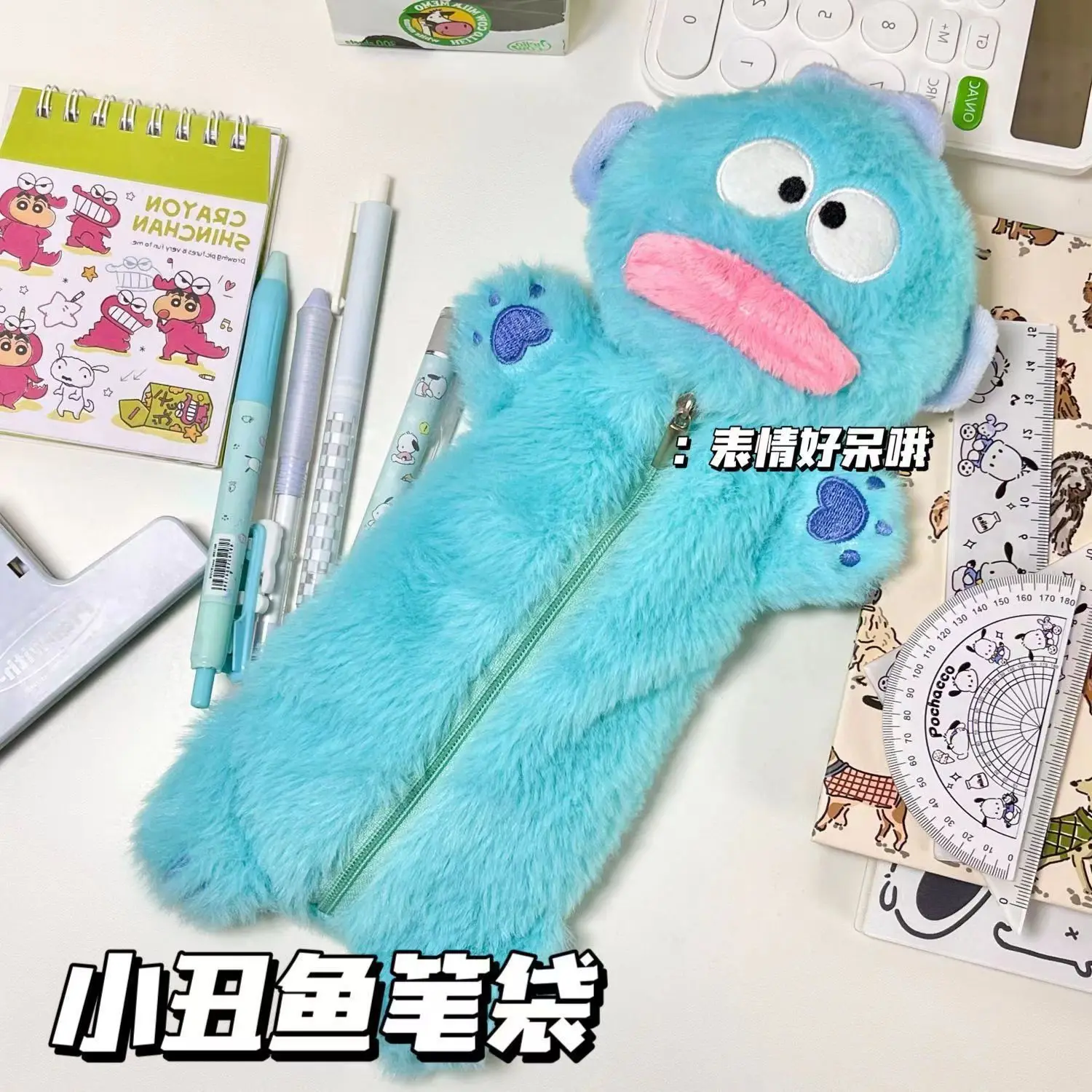 

Sanrio Cartoon Cute Hangyodon Pencil Case Plush Large Capacity Stationery Box Soft And High Beauty Instagram Style Pencil Box