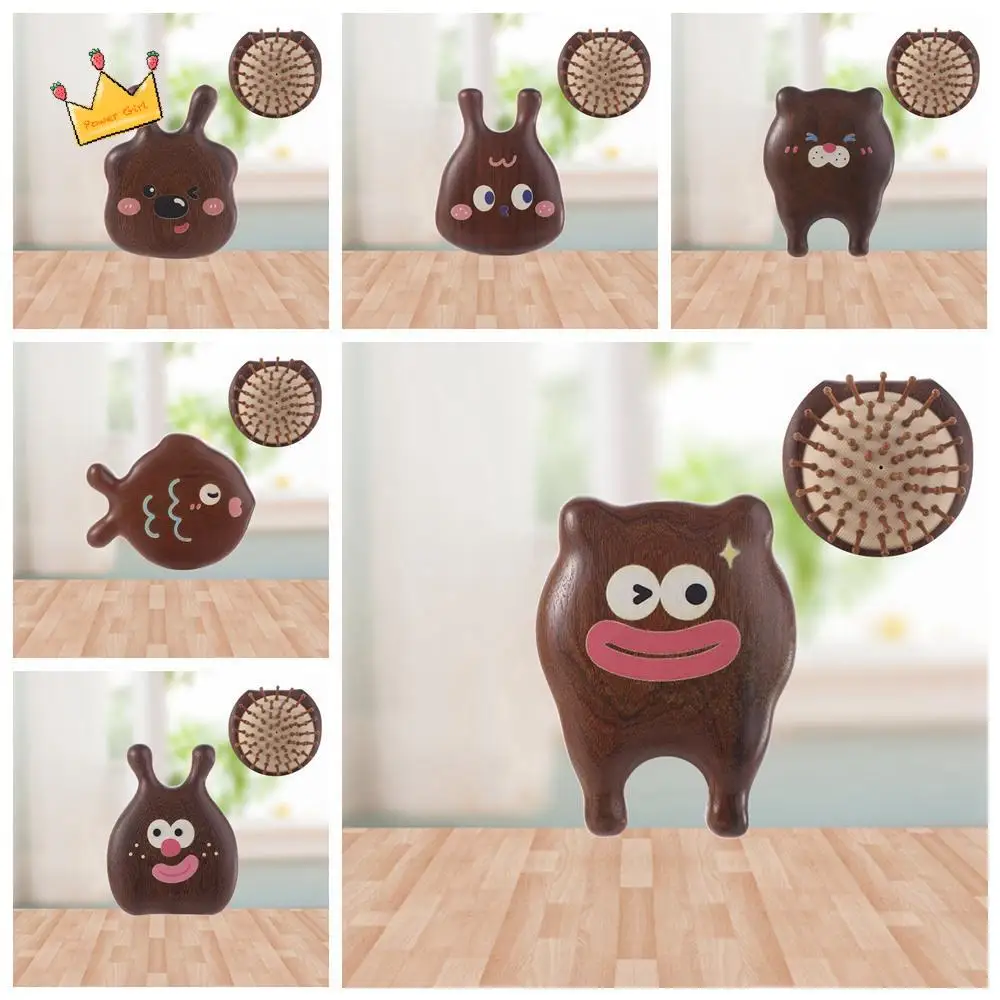 

Portable Animal Shape Air Bag Sandalwood Comb Anti Static Cartoon Air Cushion Comb Relieve Stress Scalp Massage Comb Curly Hair
