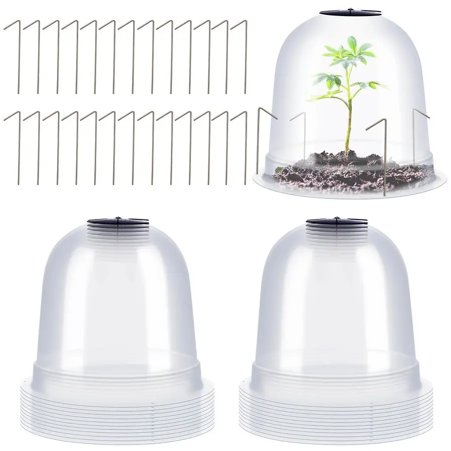 

20 Pcs Large Garden Cloche Humidity Plant Dome 10.24 Dia x 8.27 H Reusable Thick Garden Plant Protector Covers Clear Plastic Dom