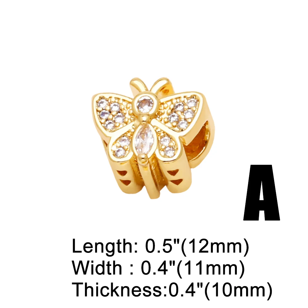 OCESRIO White Crystal Cute Cat Charms for Bracelet Copper Gold Plated Small Football Butterflies Jewelry Making Supplies chma299
