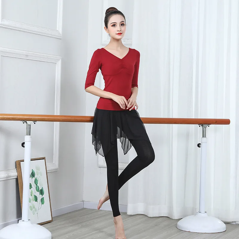 Vrouwen Latin Dance Kostuum Shirt En Broek Tweedelige Lente En Herfst Dans Praktijk Pak Moderne Dans Uniformen Yoga kleding