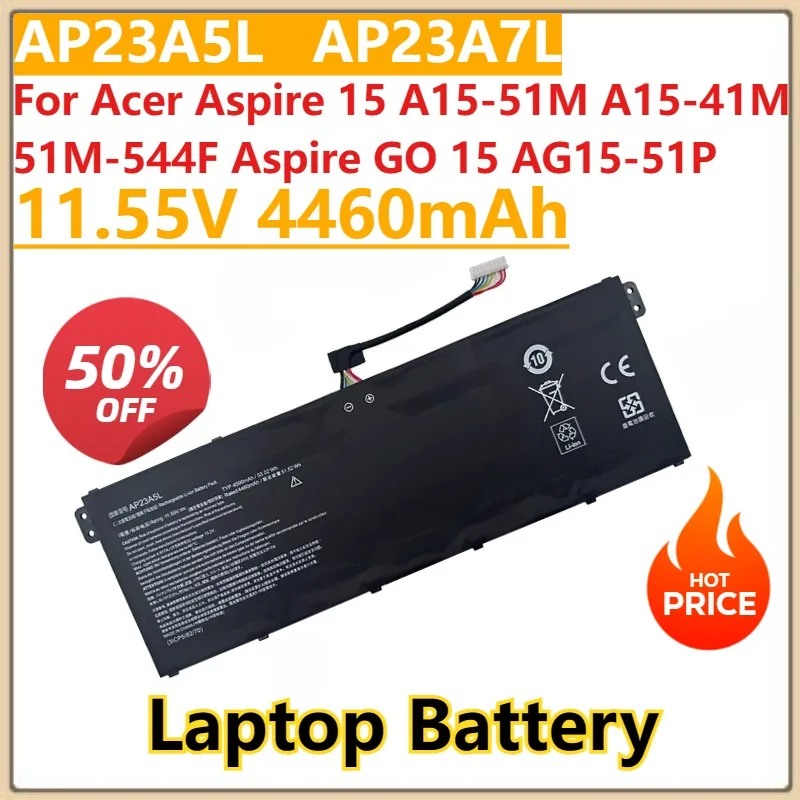

New AP23A7L AP23A5L Laptop Battery 11.55V 4460mAh For Acer Aspire 15 A15-51M A15-41M 51M-544F Aspire GO 15 AG15-51P