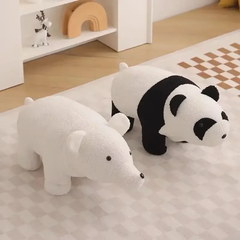 Creative Panda Footrest Ottoman Small Animal Plush Bench Cartoon Cute Children Stool Bedside Sofa Stool Home Furniture Decor