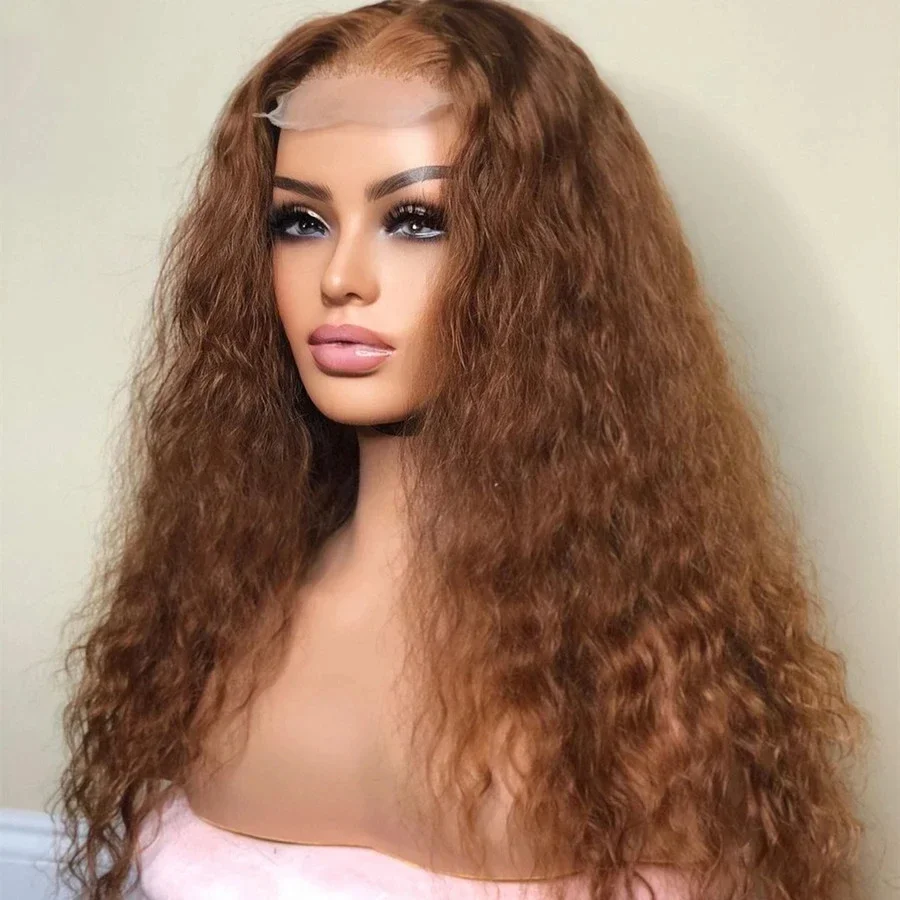 

Soft Brown Kinky Curly Long 180Density 26Inch Lace Front Wig For Black Women Babyhair Heat Resistant Preplucked Glueless Daily