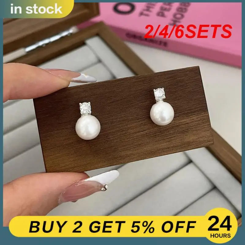 2/4/6SETS Feminine 925 Silver Earrings Designer Inspiration 925 Silver Simple Earrings Fashion Accessories Popular Everlasting