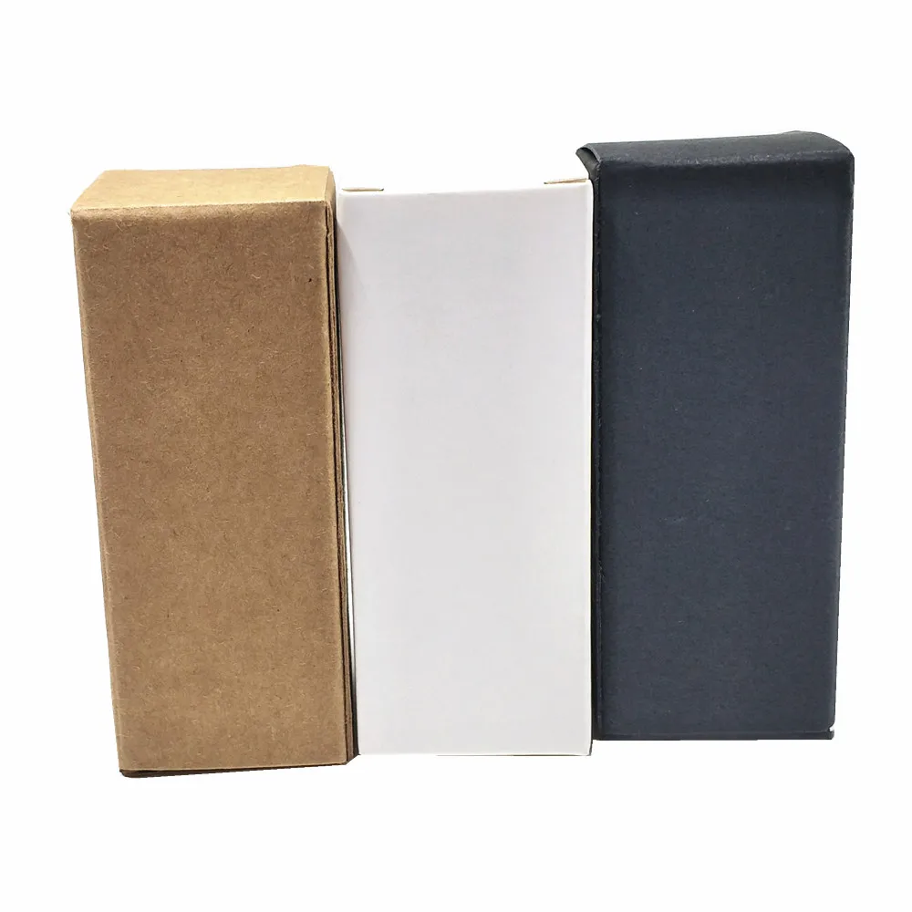 50Pcs/Lot White/Black/Brown Kraft Paper DIY Crafts Packing Box Paperboard Package Box Small Perfume Bottle Foldable Pack Box