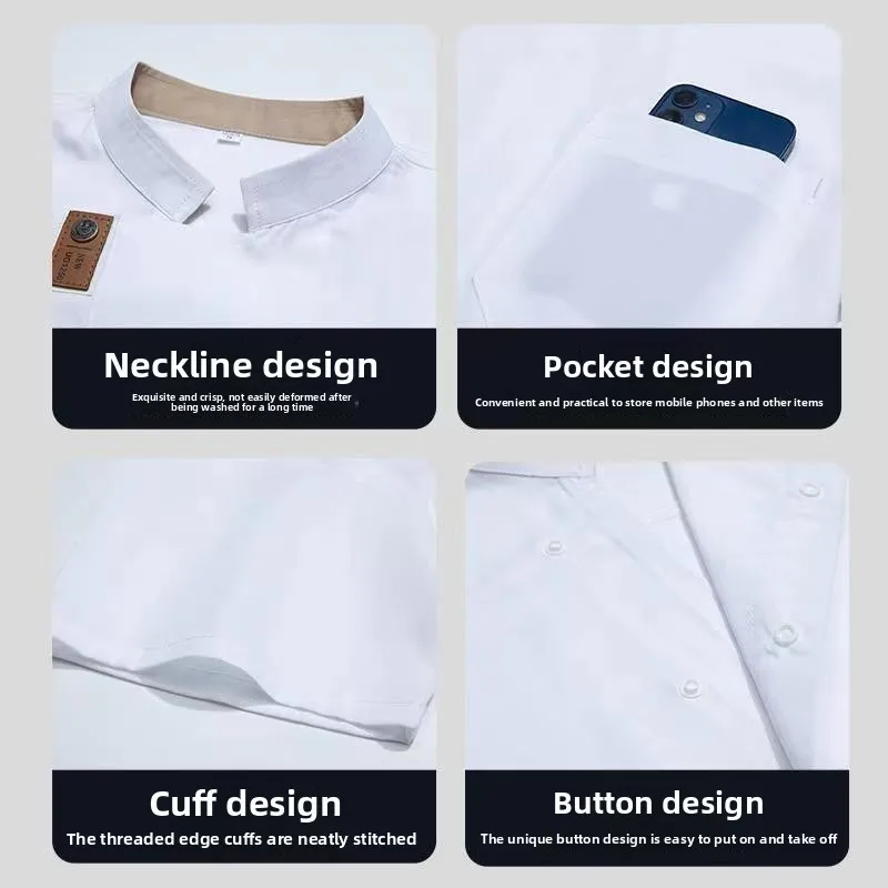 Atmungsaktives, leichtes Sommer-Küchenoberteil für Restaurant-Catering und professionelle Kulinarische Uniformen