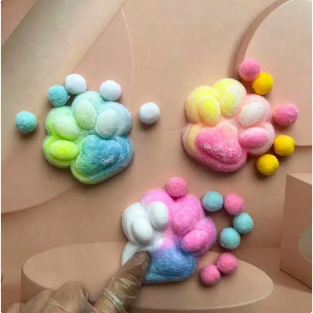 Plush Soft Rubber Cat Paw Squishy Fluffy Cute Animal Sensory Fidget Toy Anti-Anxiety Desktop Relax Decor Stress Relief Ornament For Adults Teens Daily Leisure