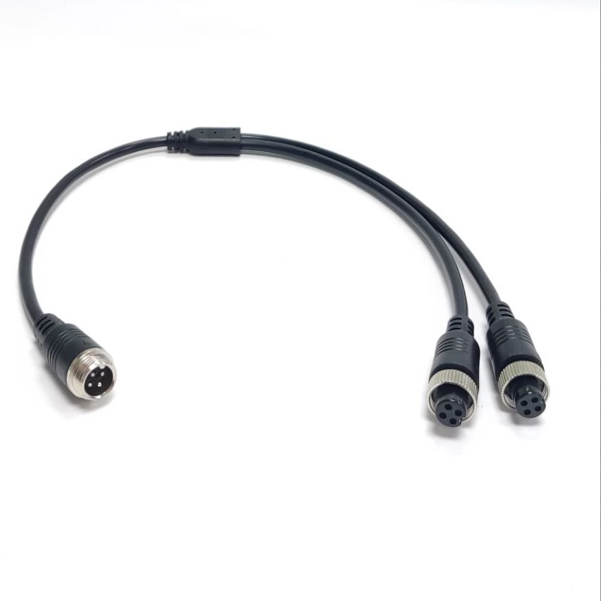 4Pin Aviation Head to Aviation Head Male / Female Extension Y Splitter Cable Adapter for CCTV Camera Connector 4 Types M12