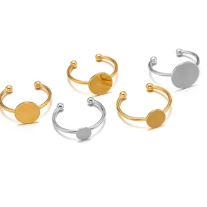 10pcs 골드 도금 스테인레스 스틸 블랭크베이스 반지 반지 설정 카보콘 카메오 트레이 베젤 DIY 보석 제조 소모품 발견 대량 10 최고의 판매 공백 링 -№2