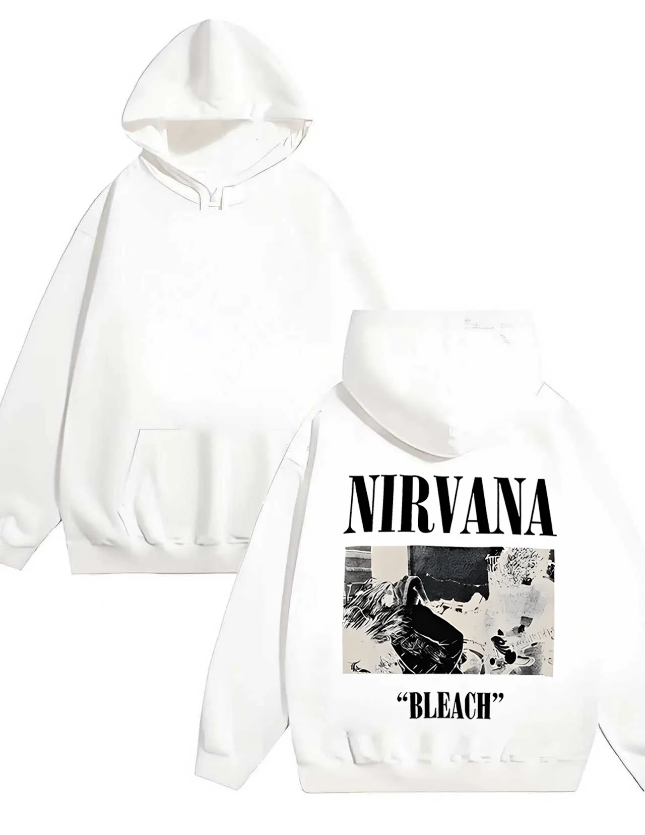 Nevane lixívia impressão hoodie 2025 novo 330g moletom preto pesado estilo grunge streetwear unisex casual pulôver das mulheres dos homens