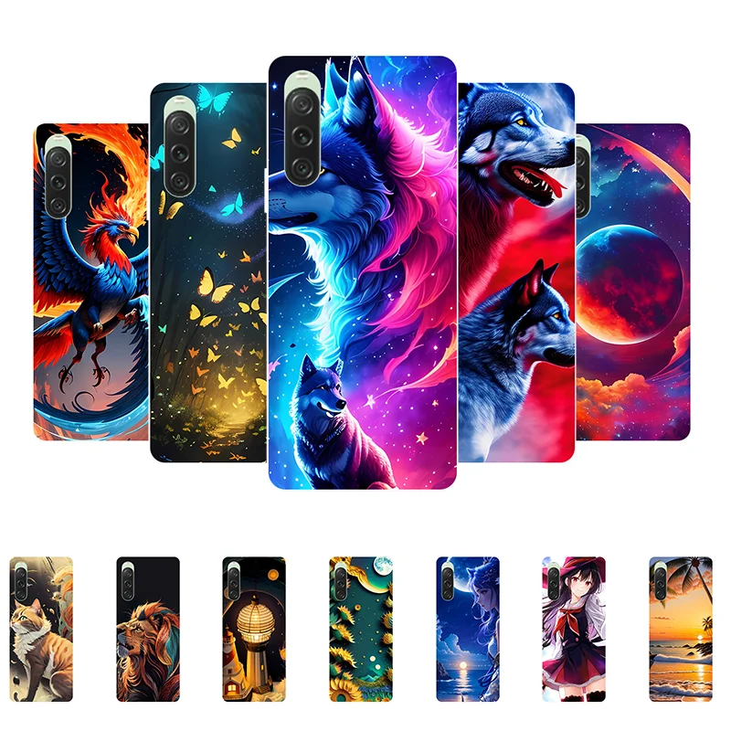 Funda para Sony Xperia 1 V 5 V 10 V Carcasa trasera  Lobo  Animal  Silicona Suave  Funda Para el Sony Xperia 1V  Funda de teléfono Xperia1V etui