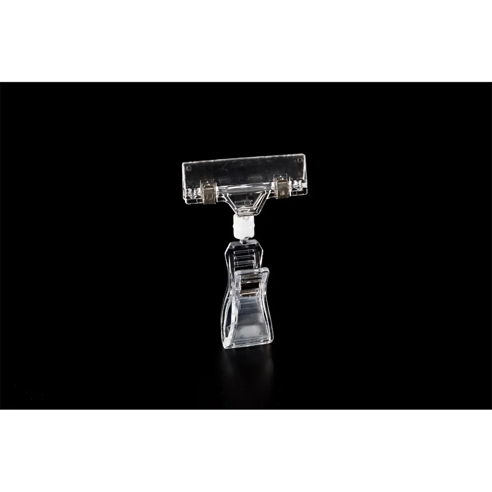 Clear Plastic Double Clamp Sign Holder Retaling Store Tag Clip