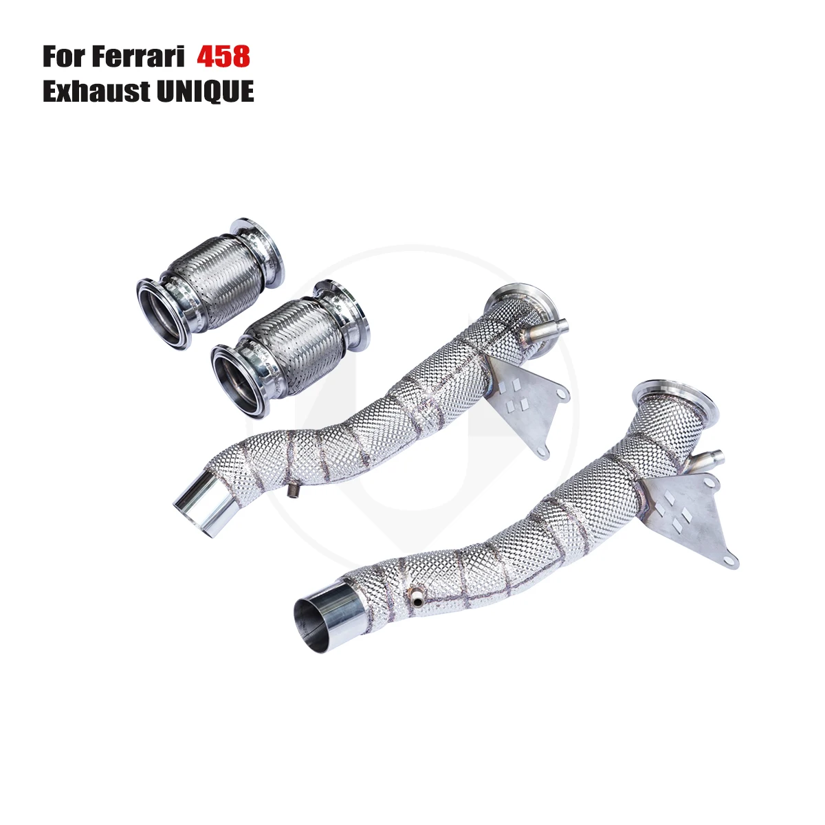 UNIQUE Designs 2011-2014 Ferrari 458 4.5L ss304 stainless steel  sports  with heat shield metal catalytic  Downpipe