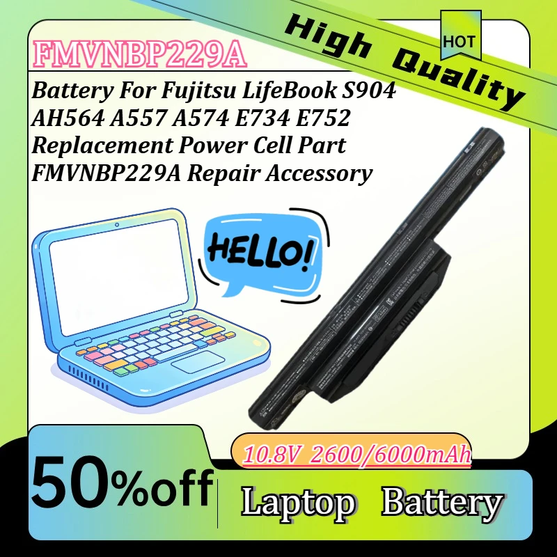 Battery For Fujitsu LifeBook S904 AH564 A557 A574 E734 E752 Replacement Power Cell Part FMVNBP229A Repair Accessory