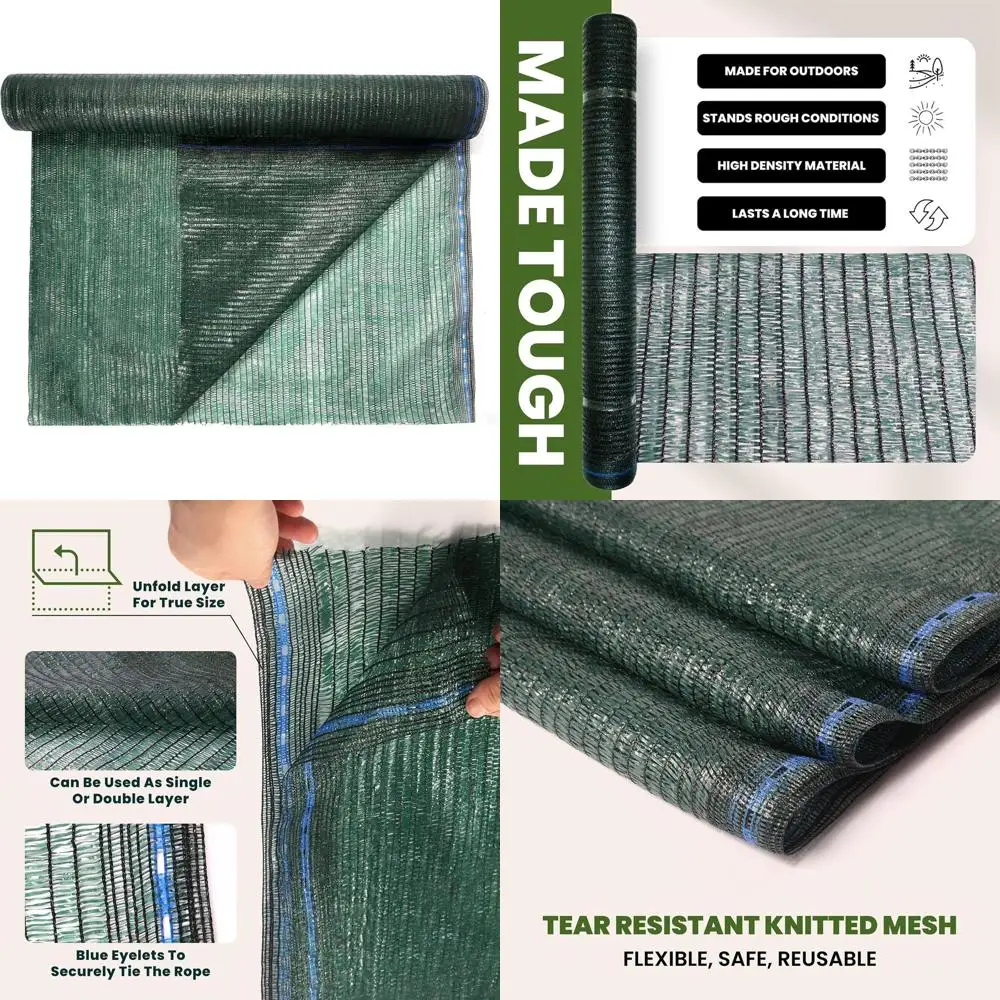 

40% Shade Cloth Roll, UV Resistant, 6' x 100FT, with Eyelets, for Garden, Greenhouse, Patio, and Plants - Green