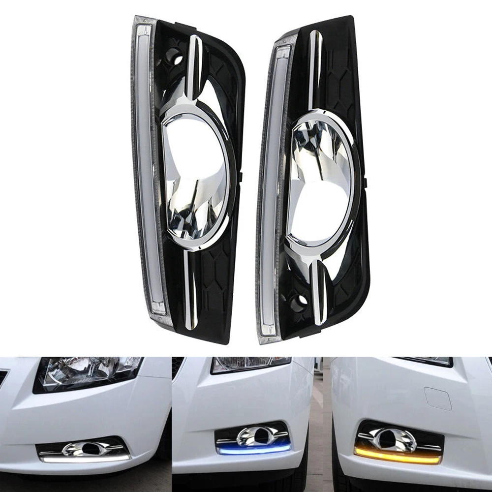 

12V 2Pcs Car LED Daytime Running Lights Driving Light Turn Signal Light ABS DRL Fog Lamp Decor For Chevrolet Cruze 2009-2014