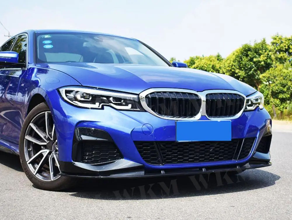 

Двухсекционный передний сплиттер-спойлер JCYECF из ABS-пластика с глянцевым черным покрытием под карбон для BMW 3 серии G20 2019-2020, накладка на бампер автомобиля