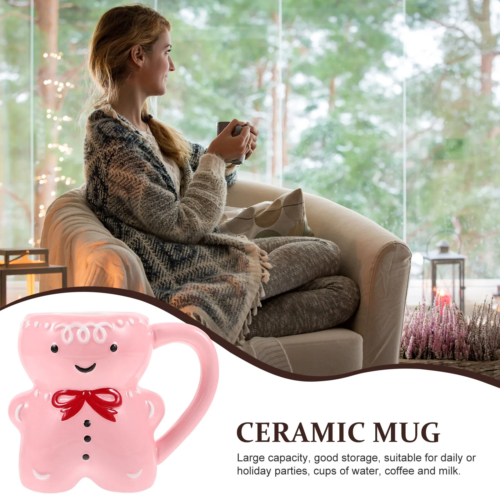 

Ceramic Gingerbread Large Coffee Cup for Christmas Morning Latte Tea Or Juice Drinkware Gift Idea Gingerbread Mug