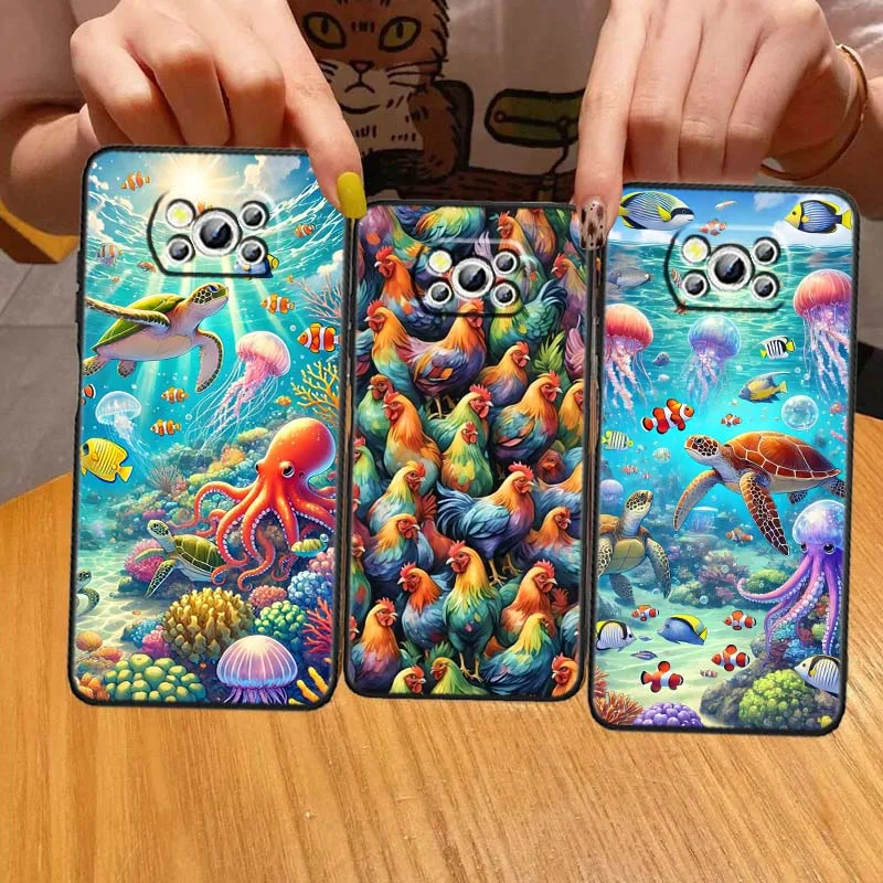 

Cartoon animal patterns For Xiaomi Mi Poco F3 F4 F5 F6 X3 X4 X5 X6 X7 M3 M4 M5s M5 M6 GT Pro 5G Black Cover Phone Case