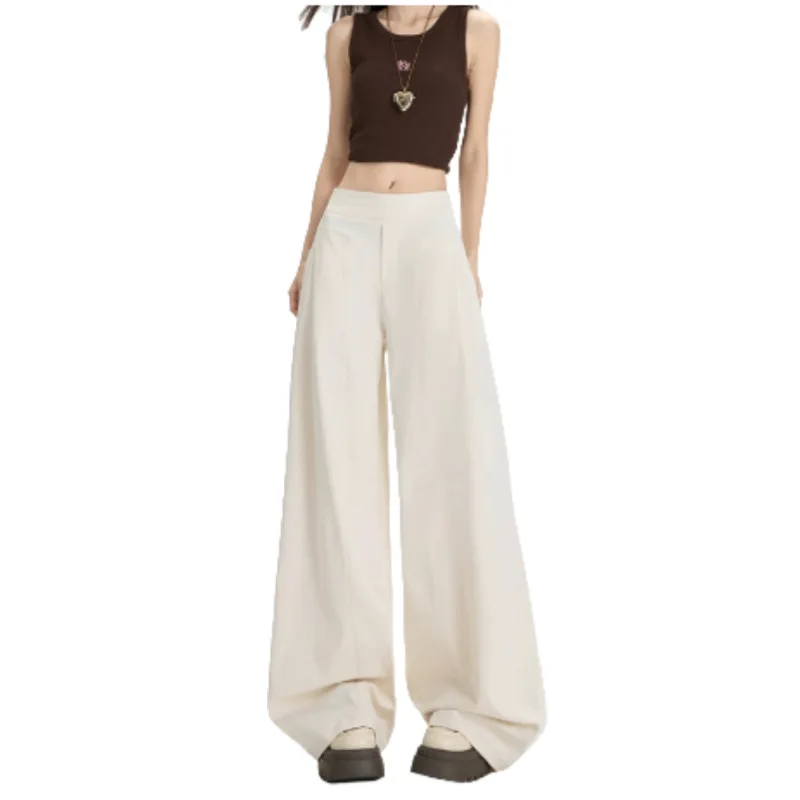 Women's Suit Pants 2025 Autumn New Coffee Wide Leg Suit Pants High Waist Draping Loose High Waist Casual Trousers