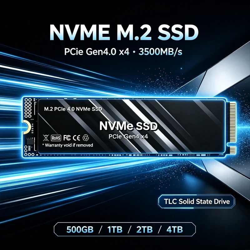 M.2 2280 PCIe4.0 X4 NVMe SSD 3500MB/s TLC 3D NAND Internal SSD 500GB 1TB 2TB 4TB For Desktop PC Laptop Storage Expansion