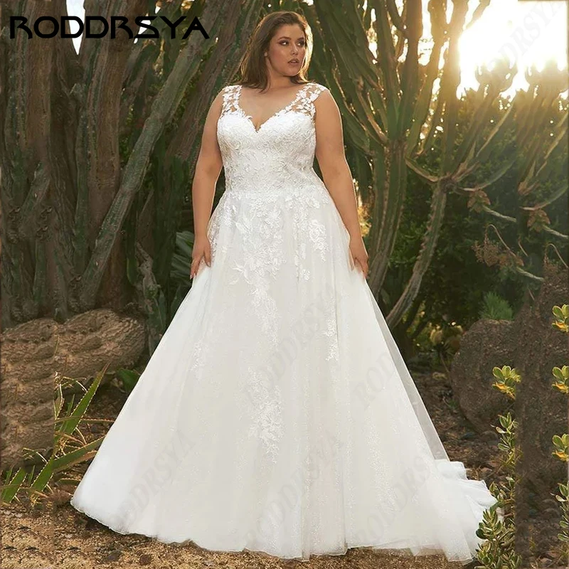 فستان زفاف للنساء من RODDRSYA مقاس كبير لحفلات الزفاف أنيقة على شكل حرف v بدون أكمام Vestidos De Novia مصنوع حسب الطلب  مقاس كبير لحفلات الزفاف أنيقة على شكل حرف v بدون أكمام Vestidos De Novia مصنوع حسب الطلب  مقاس كبي