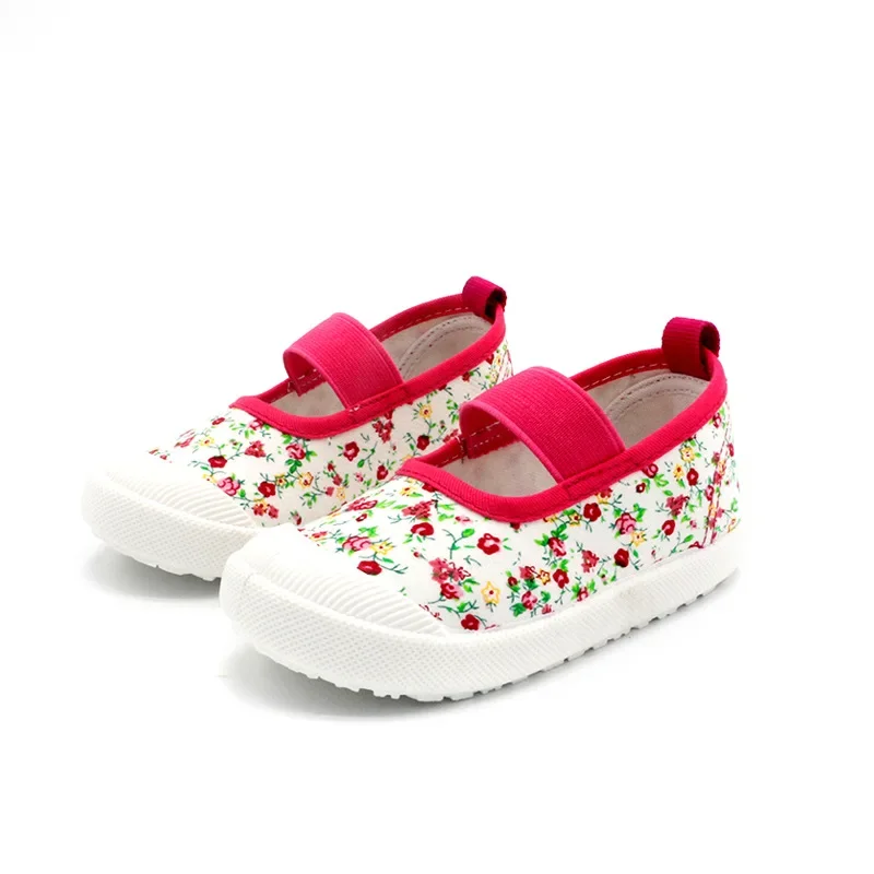 2024 New Spring Autumn Baby Girl Shoes Kids Canvas Shoes Children Casual Sneakers Candy Color Flowers For Girls Floral Prints