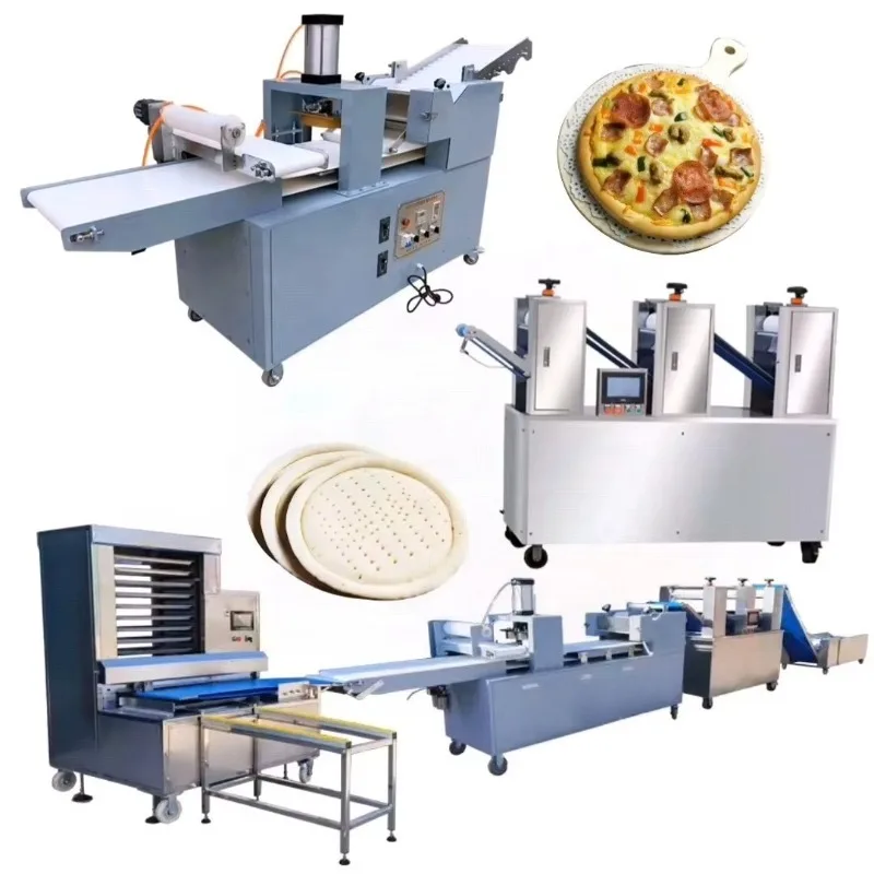 High Speed Industrial Pizza Production Line Automatic Commercial Bread Pizza Dough Press Maker Pizza Making Machine Customized