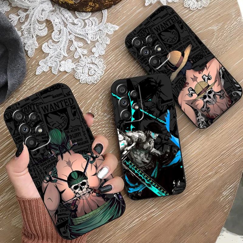 Anime Cartoon Ones Piece For Samsung A53 A52 A33 A32 A51 A71 A21S A13 A73 A55 A22 A23 A35 A72 A54 A12 5G Black Funda Phone Case