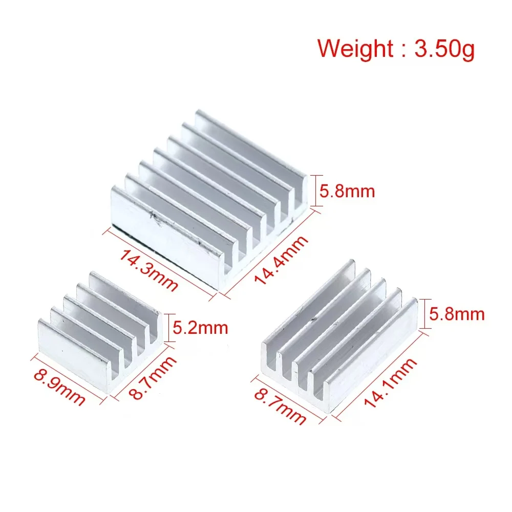 500Set Adhesive Raspberry Pi 3 Heatsink Cooler Pure LED Aluminum Heat Sink Set Kit Radiator for Cooling Raspberry Pi 2 B