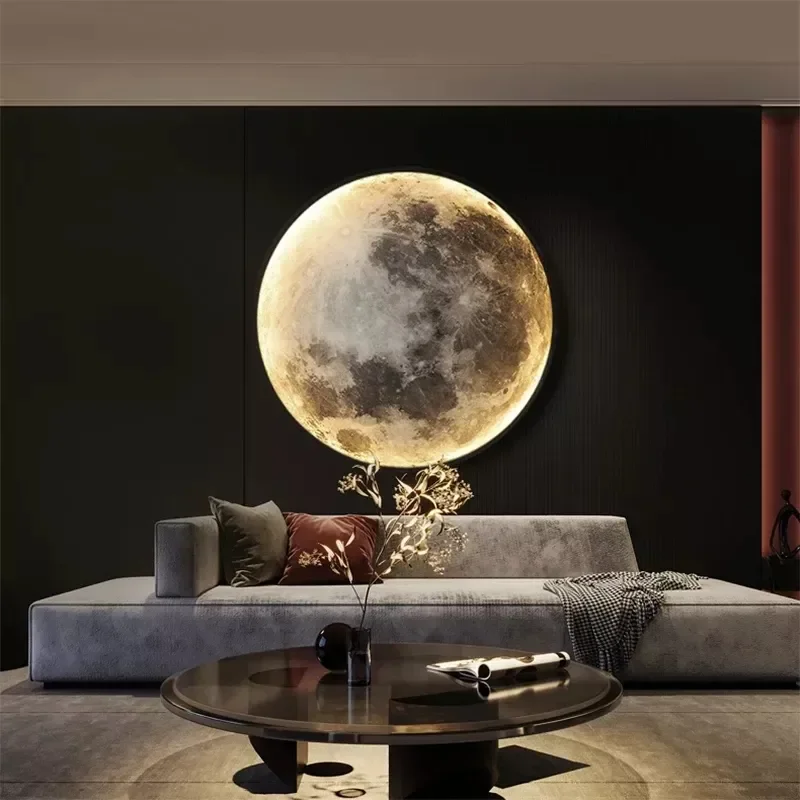 

Moon Art Design Wall Lamp Aisle Corridor Mural Sconces Foyer Hallway Gallery Background Decor Lamp Bedroom Bedside Wall Lights