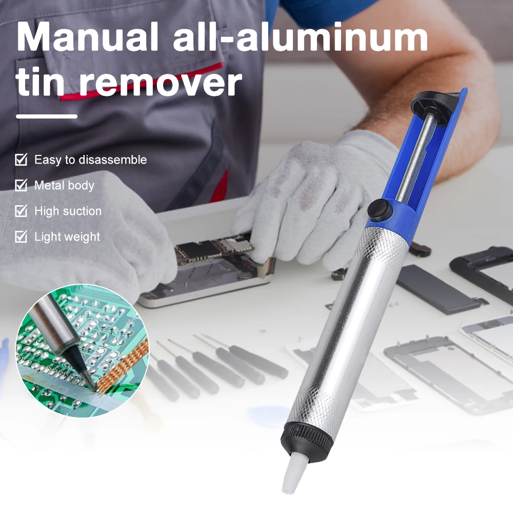 

Aluminum Metal Desoldering Pump Suction Tin Gun Soldering Sucker Pen Removal Vacuum Soldering Iron Desolder Hand Welding Tools