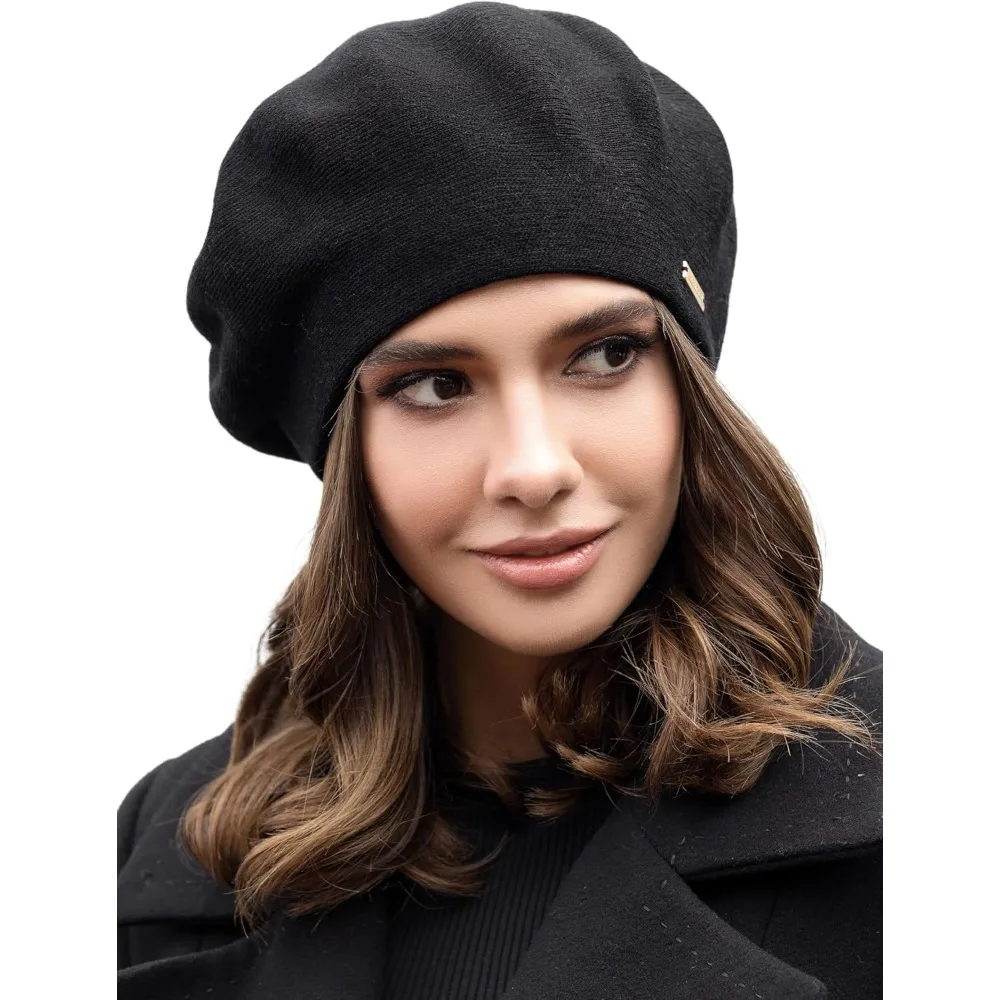 

Warm Lined Wool Angora Knit Berets - French Paris Hat for Women