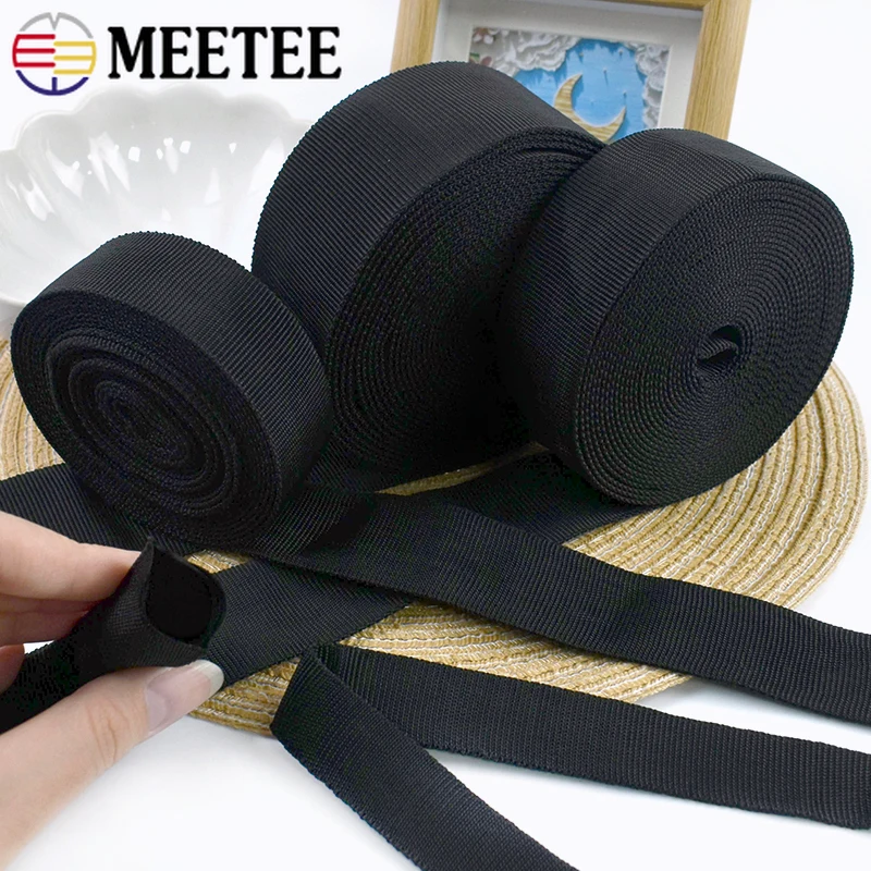 

10/20M 20-50mm Black Tubular Nylon Webbing Strap Hollow Tape Roll for Bag Backpack Pet Collar Luggage DIY Sewing Craft Accessory