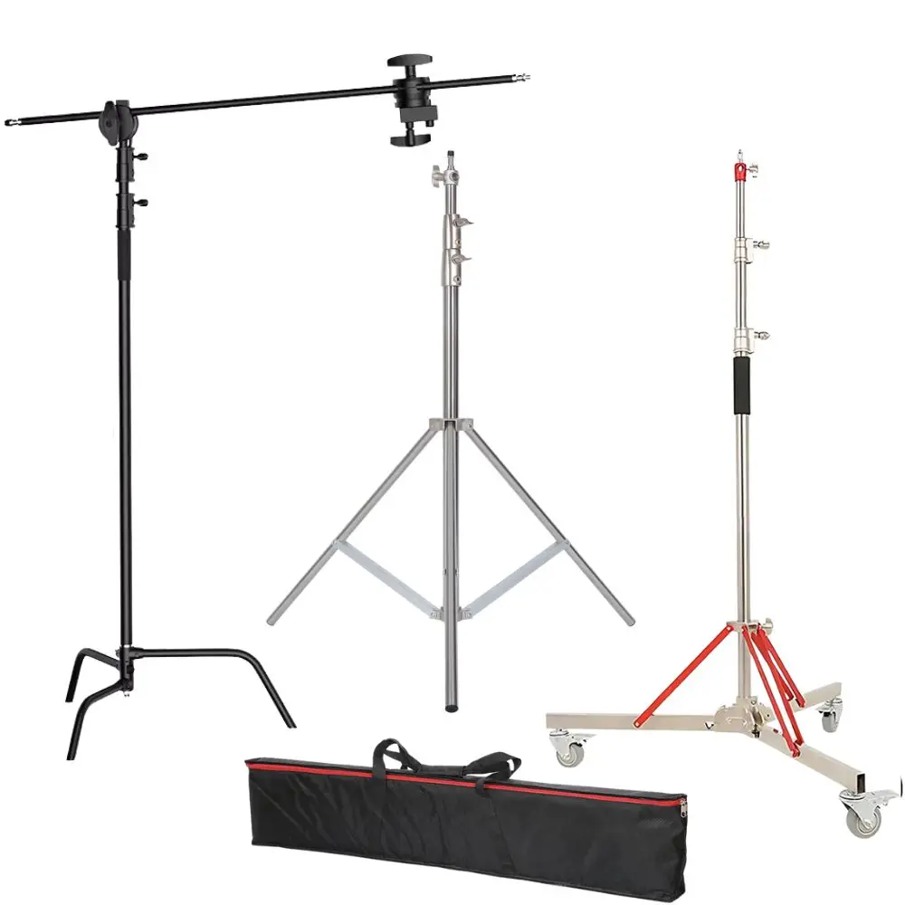 

C Stand Stainless Steel Kit Light Stand With Weight Bag Photo Studio Accessories Extension Rod Carry Bag 2.9m 3.2m Super Tripod